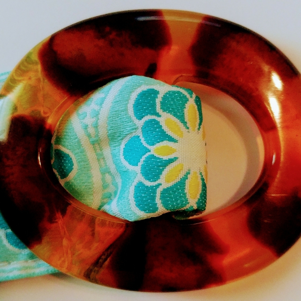 Turquoise Flower Belt w/Tortoise Shell Buckle - Picture 2 of 5